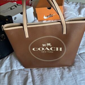 Coach Tan and Cream Tote Bag